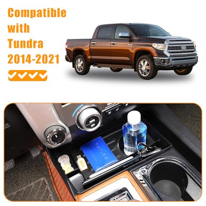 Center Console Organizer Tray ABS Black Multifunction Storage Box Fit for Toyota Tundra 2014