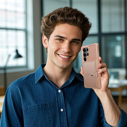 For Samsung Galaxy S25 Ultra Card Holder Case (Pink / Galaxy S25 Ultra)