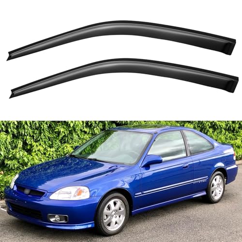 Window Visors Rain Guards for 1996 1997 1998 1999 2000 Honda Civic Coupe (1996-2000 Honda Civic Coupe)