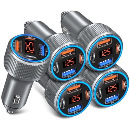 USB C Car Charger (Gray / 5-Pack)