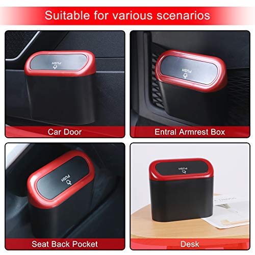 Car Trash Can with Lid (Black/Red Lid)