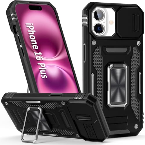 Heavy Duty Phone Case for 16 PlusCase with Camera Cover Black (iPhone 16 Plus 【6.7 inch】 / Black)