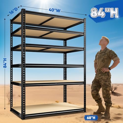 84" H Garage Shelving for Basement (40" W x 16" D x 84" H)