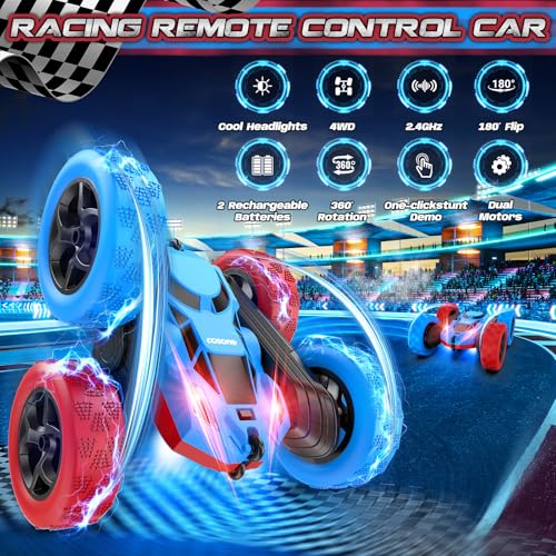 Red Blue RC Stunt Car for Boys Girls (Red&blue Pro)