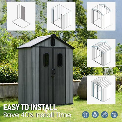 Domi 5x3 FT Resin Outdoor Storage Shed (5x3FT)