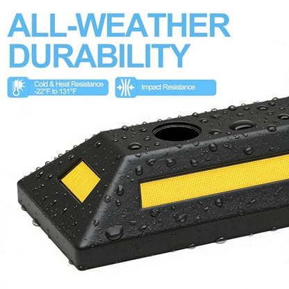 2PCS Rubber Parking Guide Tire Blocks (20.7" Long)