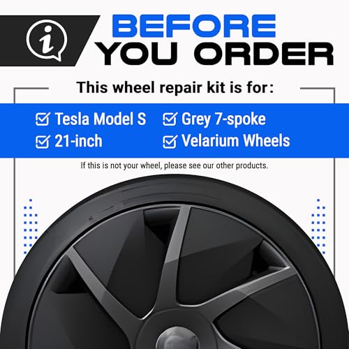 Premium Tesla Wheel Curb Rash Repair Kit for 21" Model S grey Velarium wheels (Tesla Model S / 21" Grey Velarium)