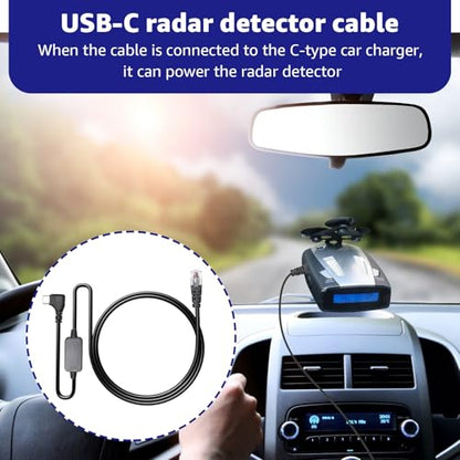USB C to RJ11 Radar Detector Power Cord for Escort Uniden Cobra (4.92FT)