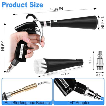 Air Blow Gun Car Detailing Dry Cleaning Gun High Pressure Cleaning Tool (Copper Hose -2 Nozzle / Black)