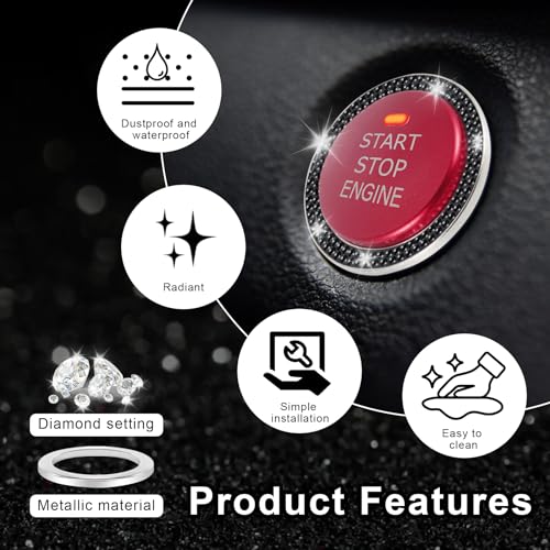 2 PCS Crystal Double Rhinestone Car Engine Start Stop Decoration Ring (Double Black)