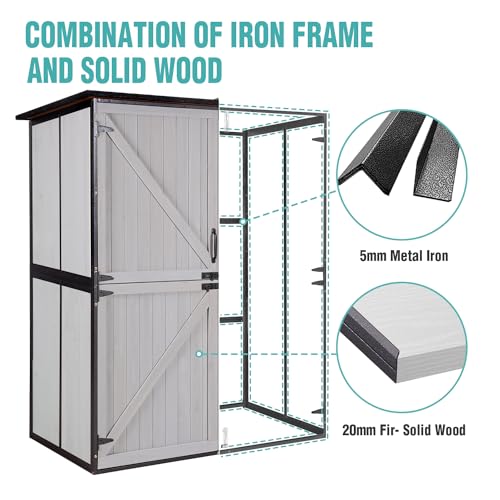 Outdoor Storage Cabinet with Adjustable Shelves (Off White)