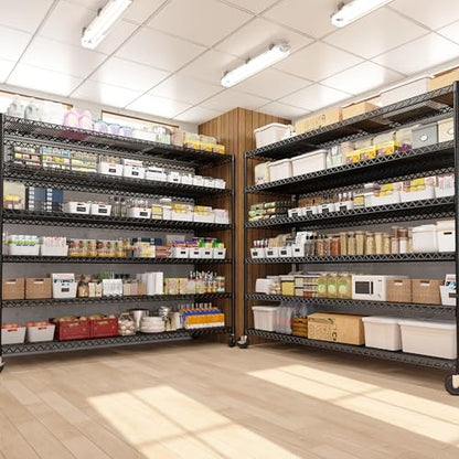 60" W 6 Tier Wire Shelving with Wheels & Feet (6-Tier,60" W X 82.6" H X 17.7" D)