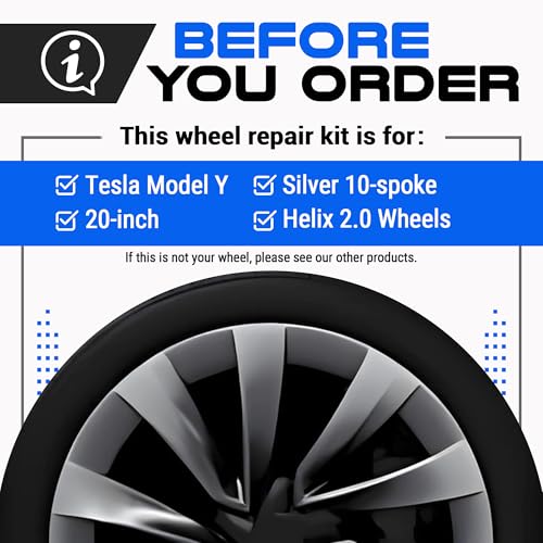 Premium Tesla Wheel Curb Rash Repair Kit for Model Y 20 (Tesla Model Y / 20" Bright Silver Helix 2.0)