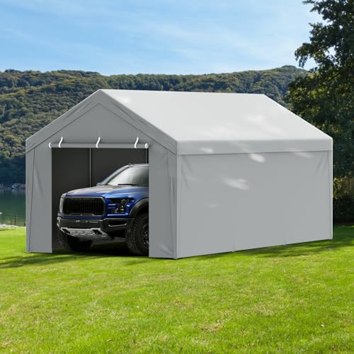 Carport Replacement Canopy Cover Top + Side Wall 13 x 20 ft (Gray / 13x20ft)