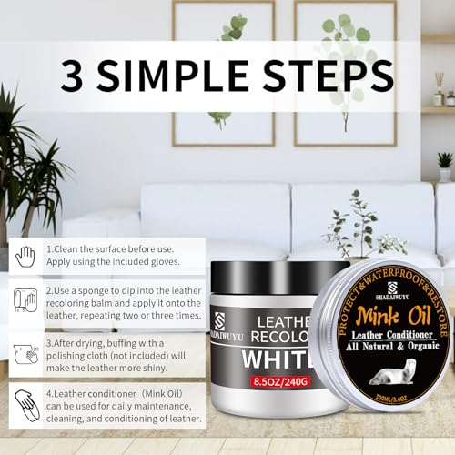 8.5oz Leather Recoloring Balm with 100ml Mink Oil (White / Leather Recoloring Balm+Mink Oil)