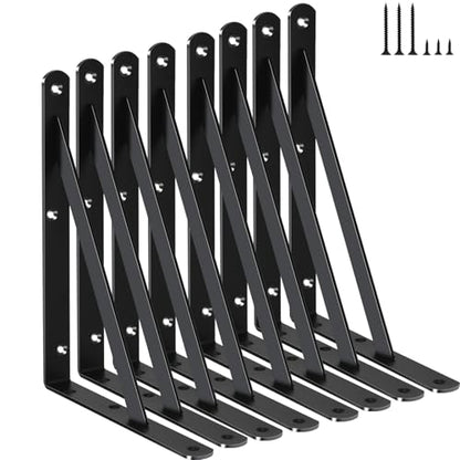 8 Pack L8 x H 6" Black Heavy Duty Shelf Brackets with Screws Metal Shelf Brackets Shelf Support Angle Brackets for Shelves L Brackets Heavy Duty Floating Shelf (8 Pack-Black / 8''x6'')