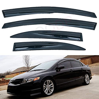 4pcs JDM Window Visors Rain Guards for 2006 (for 2006-2011 Honda Civic 4-Door)