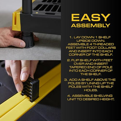 4 Tier Heavy Duty Plastic Storage Shelves for Garage Organization (4-Tier)