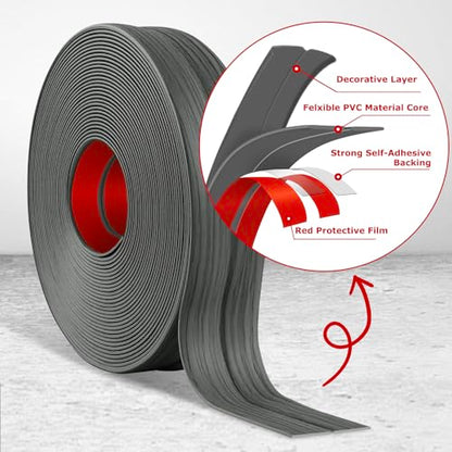 Wall Corner Protector Peel and Stick Corner Trim Molding (2.4 In x 40 Ft / Deep Gray Wood)