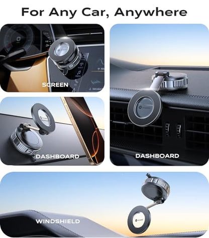 Car Phone Holder for Magsafe Car Mount [85 LBS Strongest Suction] (Black-Vacuum)