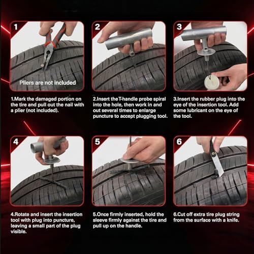 36 pcs Universal Tire Repair Kit with Plugs Heavy Duty Professional (36 pcs)