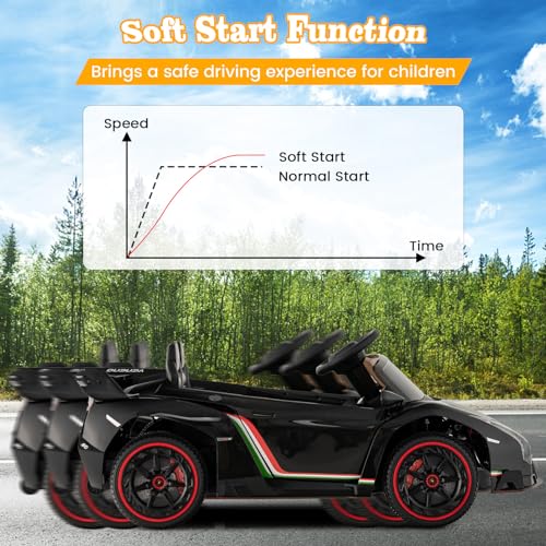 Ride on Car Lamborghini Licensed 12V Battery Powered 4WD Sports Car with Remote Control (Black)