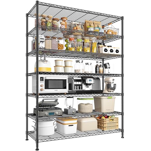 82.6" H 7 Tier Metal Shelving Unit 1400LBS Adjustable Shelves (45" W x 82.6" H x 13.5" D)