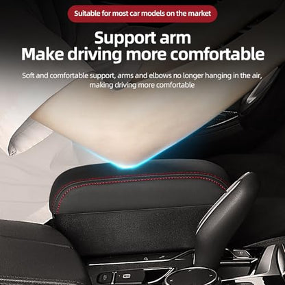 Car Armrest Box with Cup Holder Car Central Liftable Armres Storage Organizer Box Arm Rest (Black red line)
