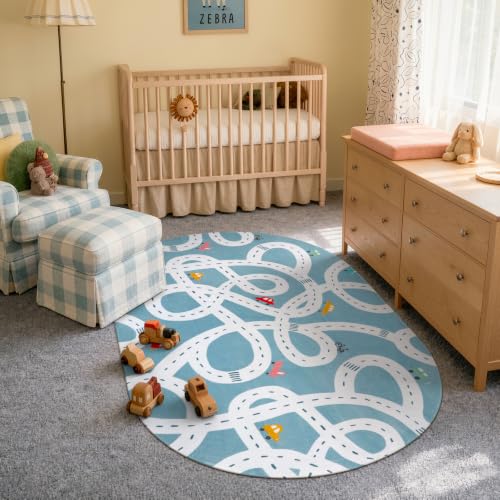 Large Kids Playroom Rug (Blue / 4'x6')