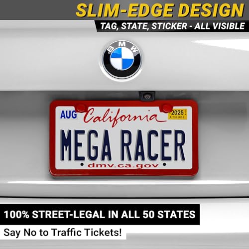 Premium Slim Gloss Red License Plate Frames (Red / 2 Piece)