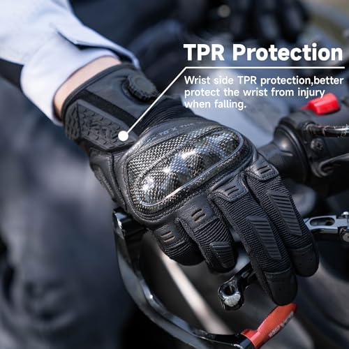 High Protection Motorcycle Gloves for Men (Medium / Black)