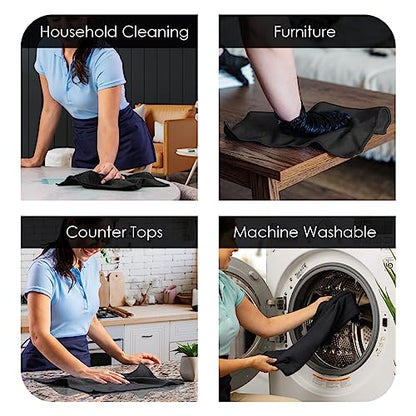 Microfiber Cleaning Cloths (Pack of 36 - 16x16 Inches / Black)