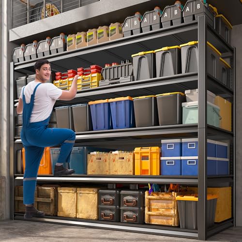 Garage Shelving 48.2" W Storage Shelves 3000LBS Metal Shelving Heavy Duty Adjustable Metal Shelf 5 Tier Pantry Shelves for Basement Warehouse Supermarket 72.2" H x 24.2" D x 48.2" W (72.2"H x 24.2"D x 48.2"W)