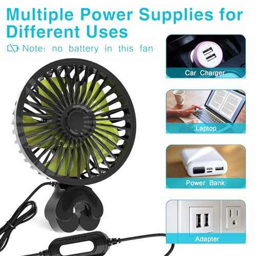 USB Car Seat Fans for Backseat (Small / Green)