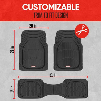 FlexTough Floor Mats for Cars (Full Set (Full Size) / Black)