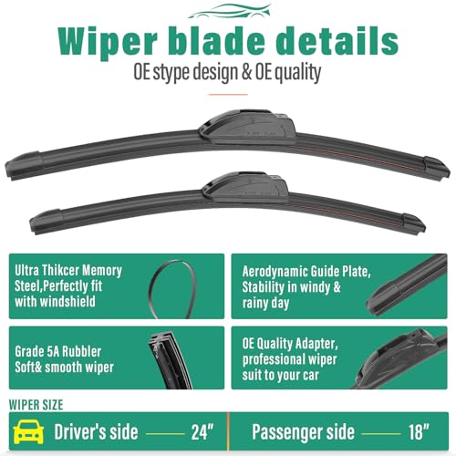 Windshield Wiper Blades Replacement for Chevy Equinox 2018 (24" 18" 13")