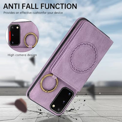 Compatible with Samsung Galaxy S20 5G 6.2 inch Wallet Case and Screen Protector Crossbody Shoulder Strap Ring Buckle Stand Card Holder Magnetic Car Mount Cell Phone Cover for S 20 Women Men Purple (Purple / for S20)