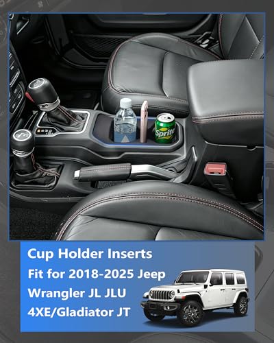 Cup Holder Inserts for Jeep Wrangler JL JLU 4xe & Gladiator JT 2018 (For Wrangler/Gladiator 2018-2025)