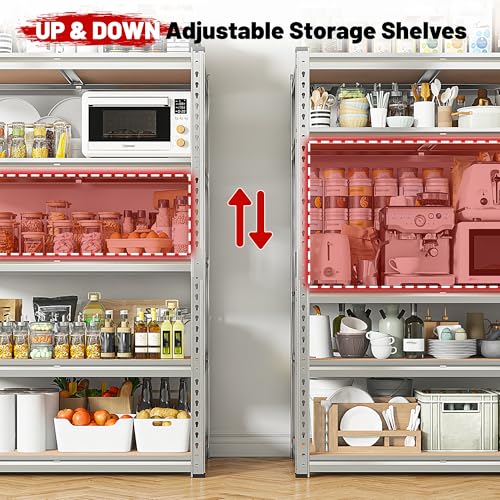 2020LBS Garage Shelving Heavy Duty Metal Shelving 5 Tier Storage Shelves (Galvanized)