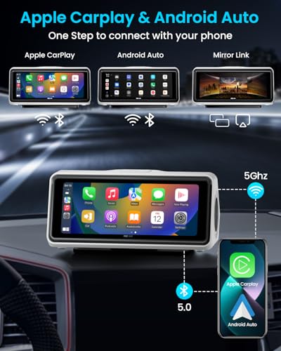 Portable Apple Carplay Screen for Car (White)
