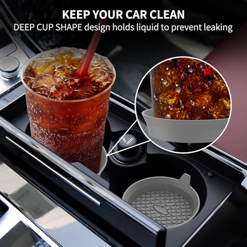 Car Cup Holder Coasters [4 Pack] Silicone Cups Mats (4pack-dark Grey)