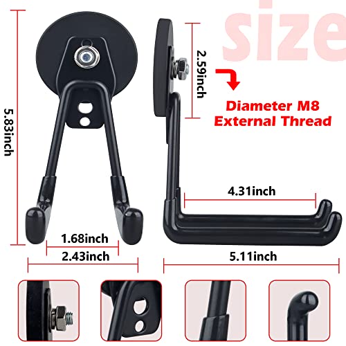 Magnetic Hooks (2.59INCH 2PACK Black Large Hooks)