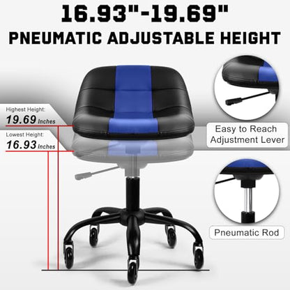 Rolling Shop Stool with Wheels (Blue)