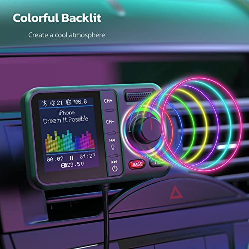 Bluetooth Car Adapter with Large Color Screen (Black)