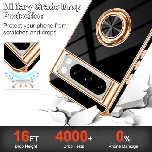 for Google Pixel 8 Pro Case with Ring Stand Black (Black / 6.7" Pixel 8 Pro)