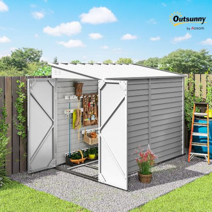 4.6' x 9' Steel Outdoor Storage Shed Waterproof Lean (White)