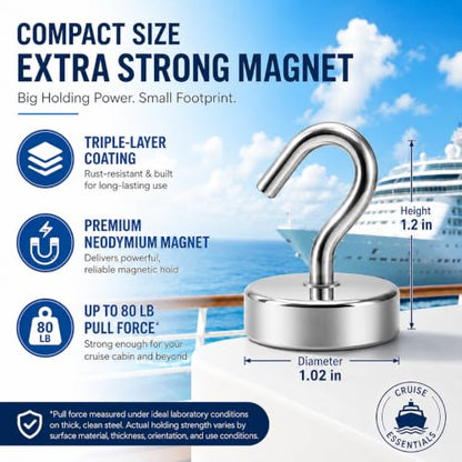 Magnetic Hooks Steel Tube Design for Cruise (Silver / 80lb Magnetic Hooks)