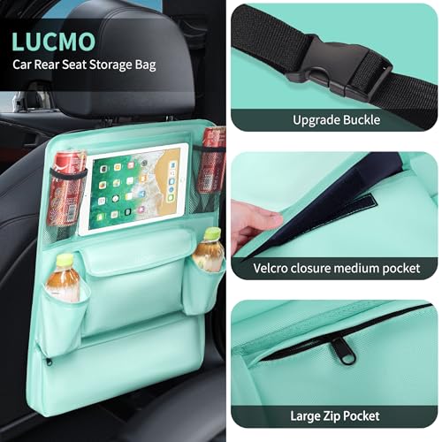 Car Backseat Organizer with Touch Screen Tablet Holder (Light Blue / 1 Pack)