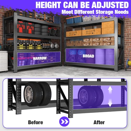 Metal Garage Shelving Unit (4-Tier,59" W x 24" D x 59" H)