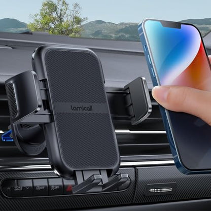 2026 Wider Clamp & Metal Hook Car Phone Holder Vent Accessories (Black)